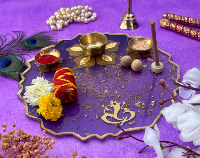 10 Inch Resin Pooja Thali Image 1