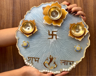 10 Inch Resin Pooja Thali Image 2